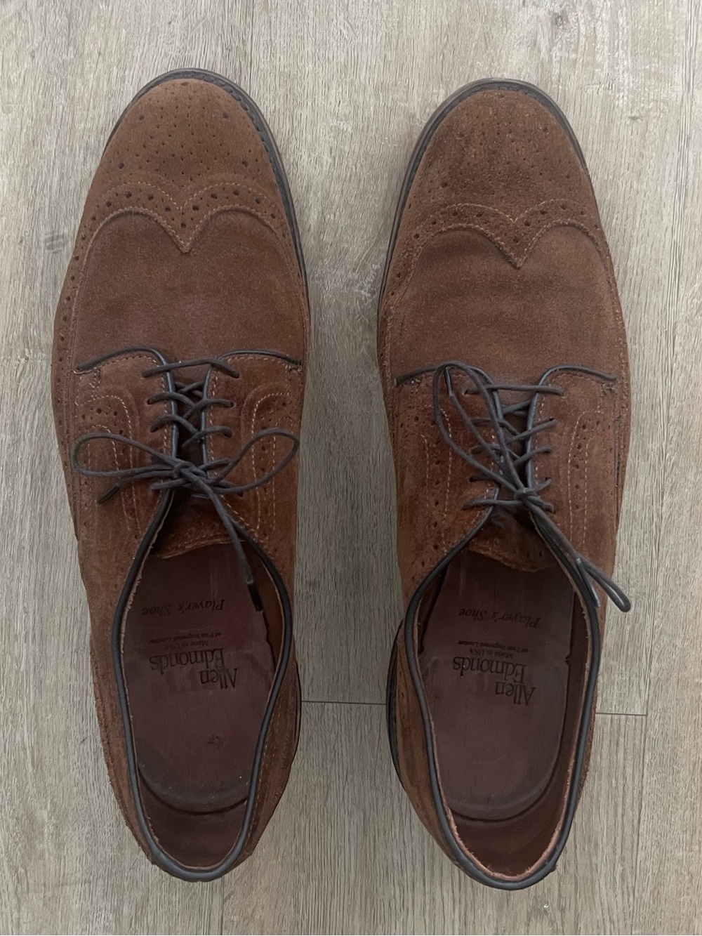 Allen Edmonds Chestnut Brown Suede Wingtip Derbys